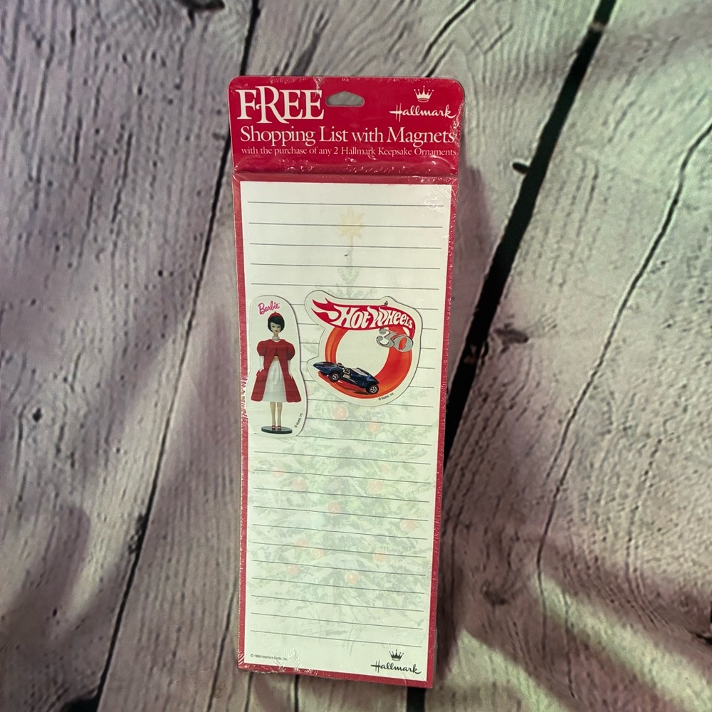 5/$20 1998 Hallmark Christmas Shopping List Notepad Barbie Hot Wheels magnet NIP